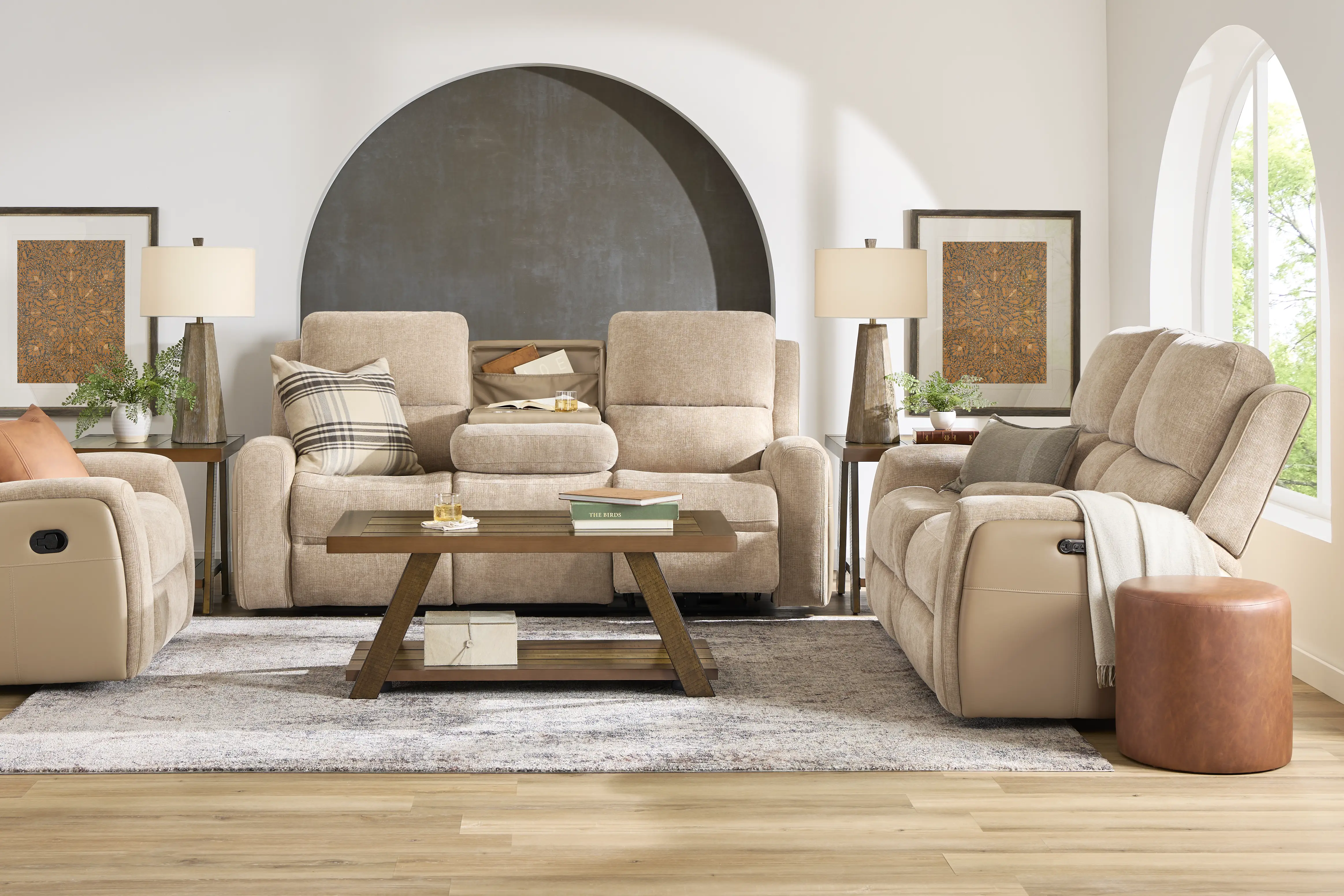 Harrison Beige Dual Power Reclining Sofa - Thumbnail - Image 2