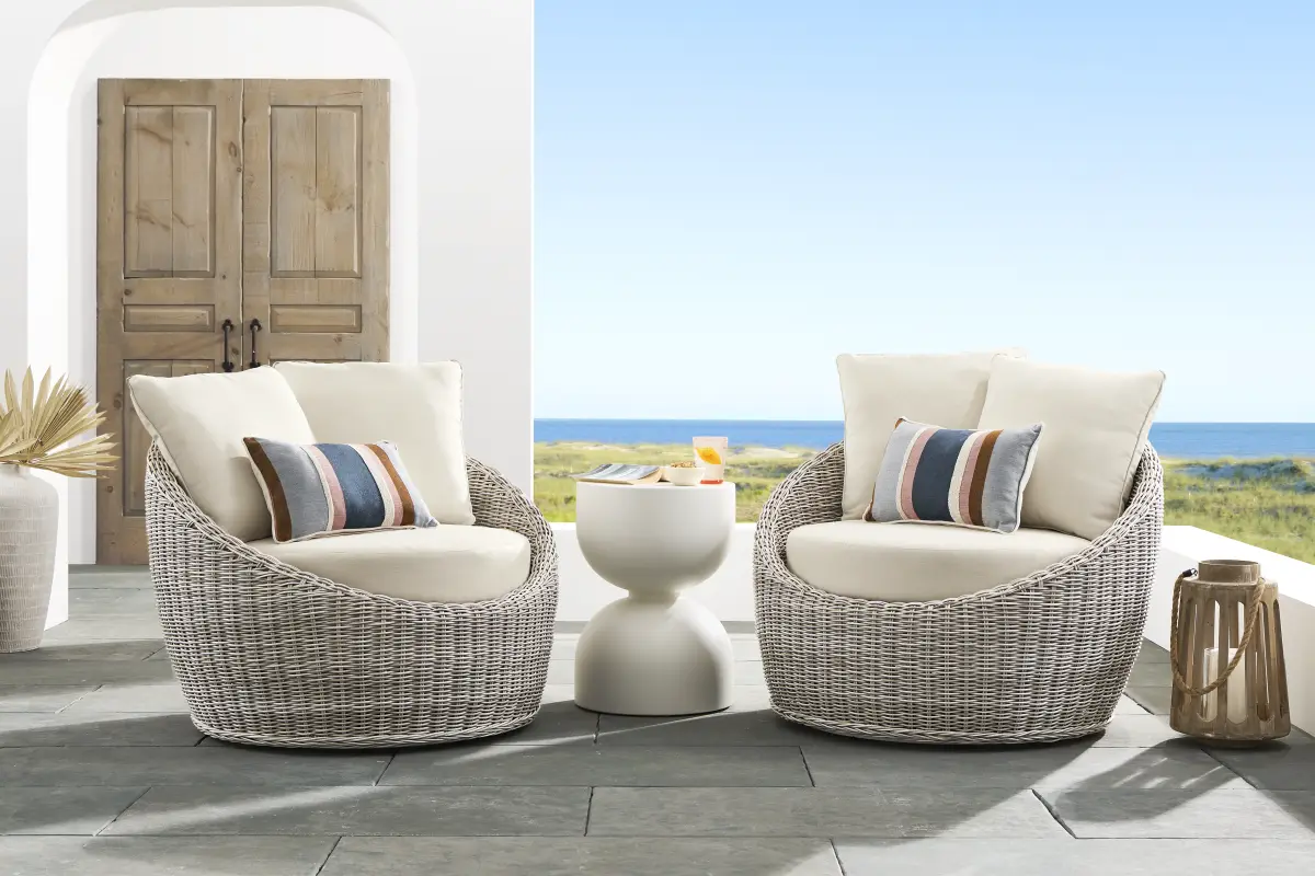 Maraluna Gray 2 Pc Outdoor Swivel Chat Set