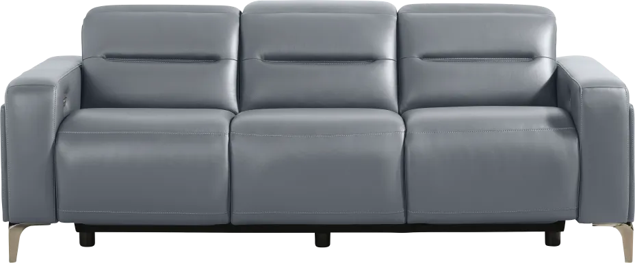 Amalfi Blue Leather Dual Power Reclining Sofa