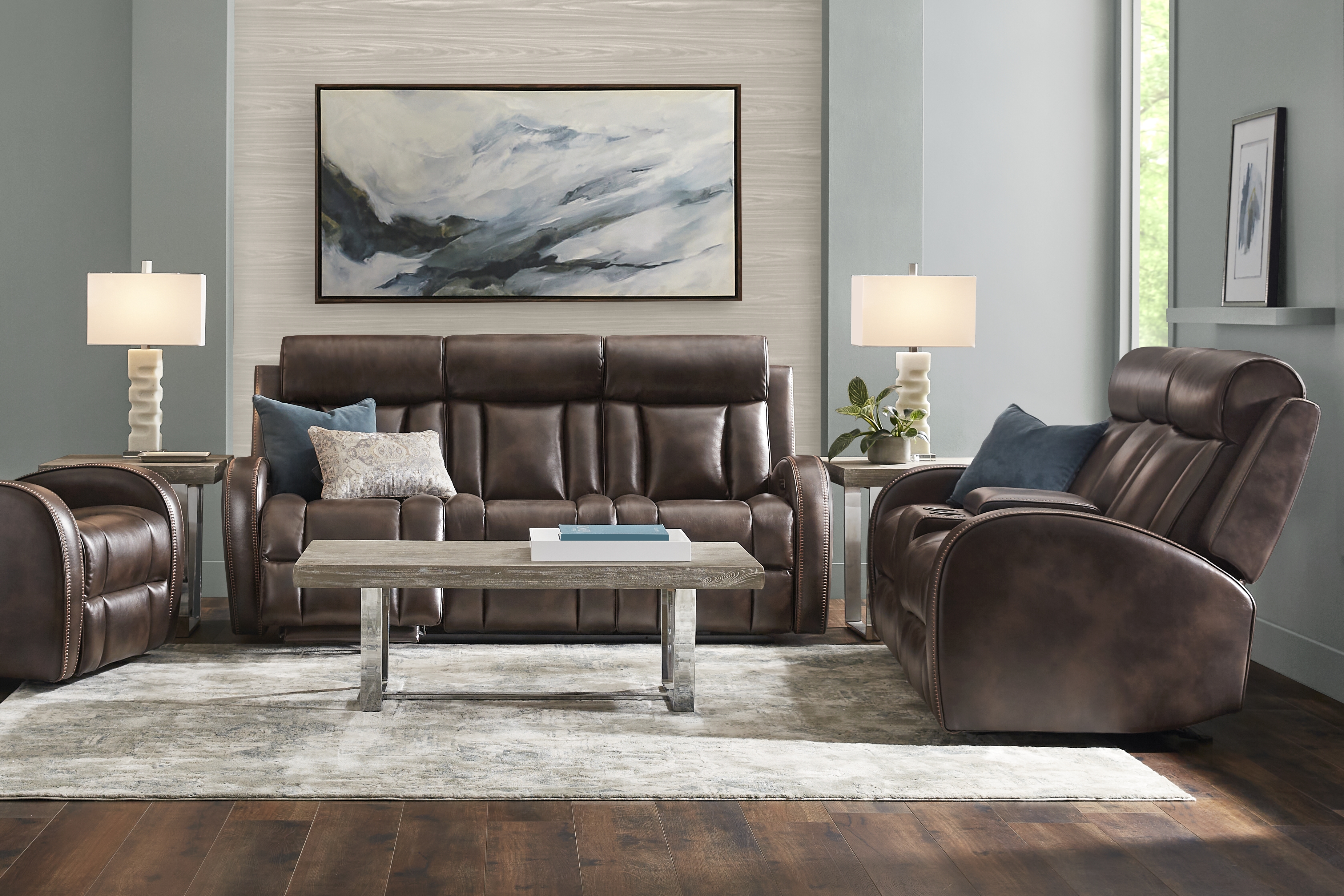 Copperfield Brown Dual Power Reclining Console Loveseat - Thumbnail - Image 2