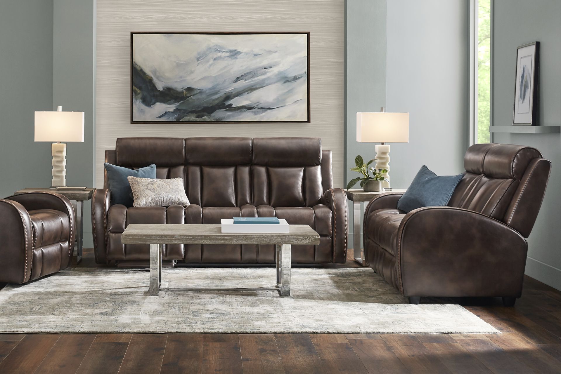 Copperfield Brown 8 Pc Living Room with Dual Power Reclining Sofa - Image 1
