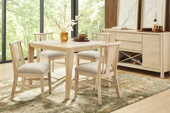 Julian Natural 5 Pc Square Dining Room with Spindle Back Chairs