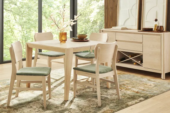 Julian Natural 5 Pc Square Dining Room with Panel Back Chairs