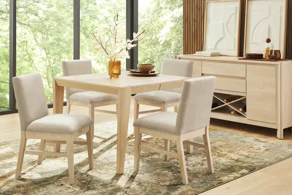 Julian Natural 5 Pc Square Dining Room with Cloud Upholstered Chairs