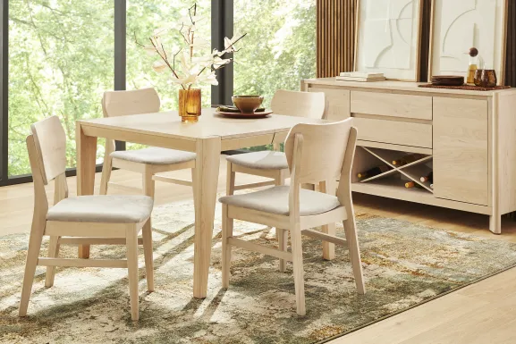Julian Natural 5 Pc Square Dining Room with Panel Back Chairs