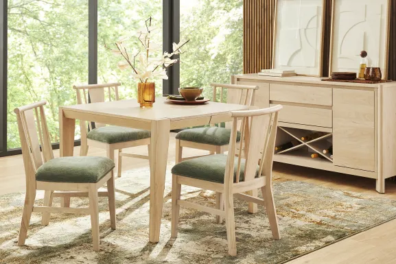 Julian Natural 5 Pc Square Dining Room with Spindle Back Chairs