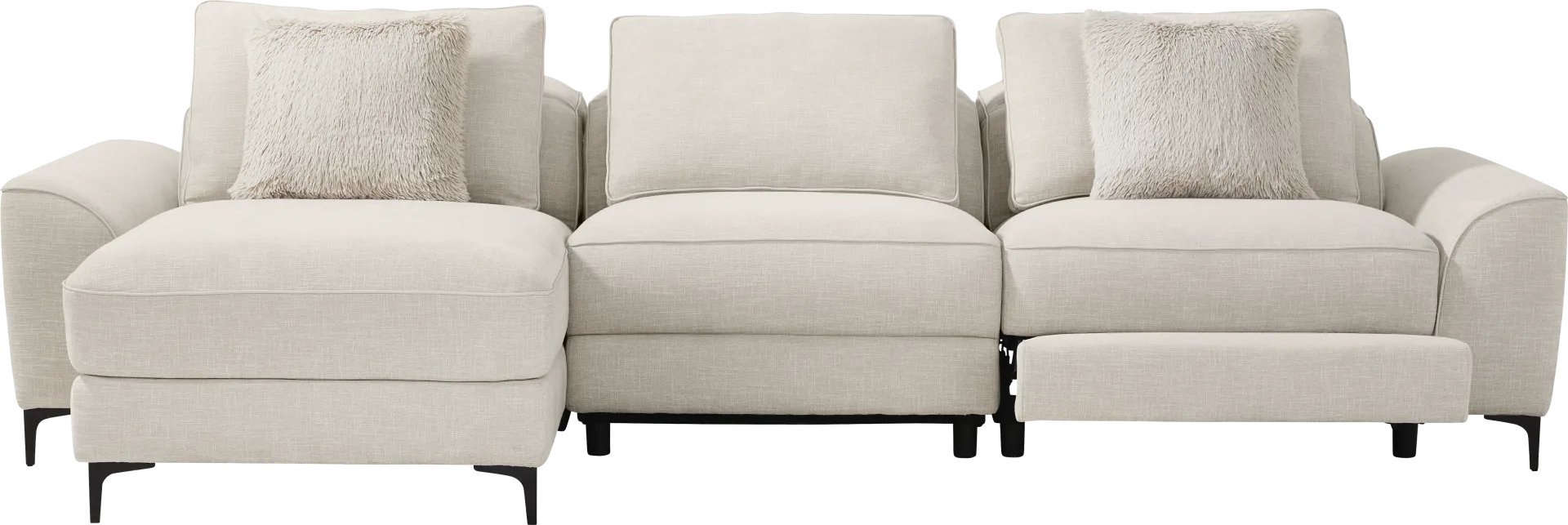 Aspen Sand 3 Pc Dual Power Reclining Sectional - Image 1