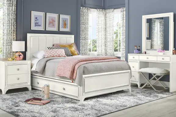 Kids Alyssa White Full Lighted Bedroom