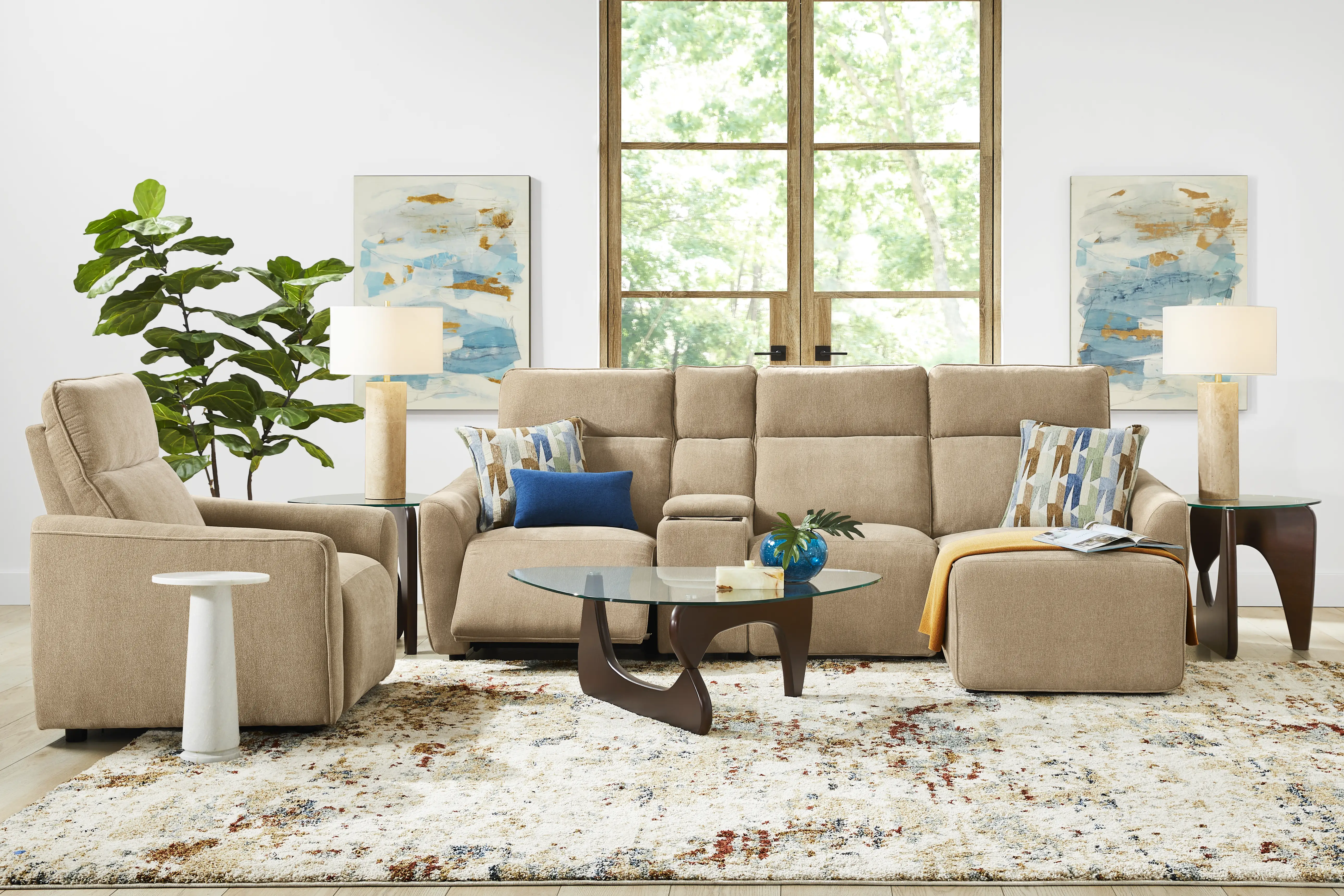 Tremont Sand 7 Pc Power Reclining Sectional Living Room - Thumbnail - Image 1