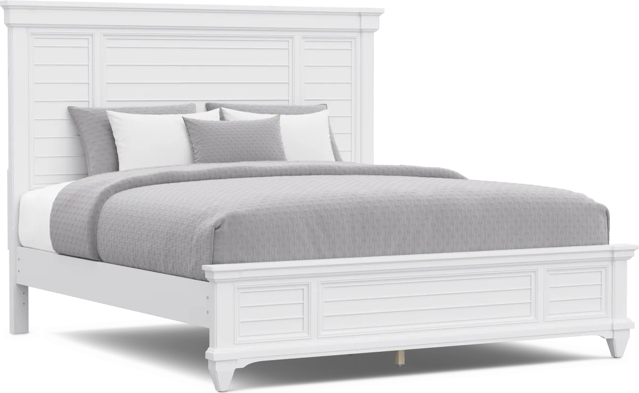 Hilton Head White 3 Pc King Panel Bed