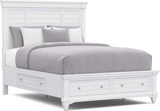 Hilton Head White 3 Pc Queen Panel Bed with Storage