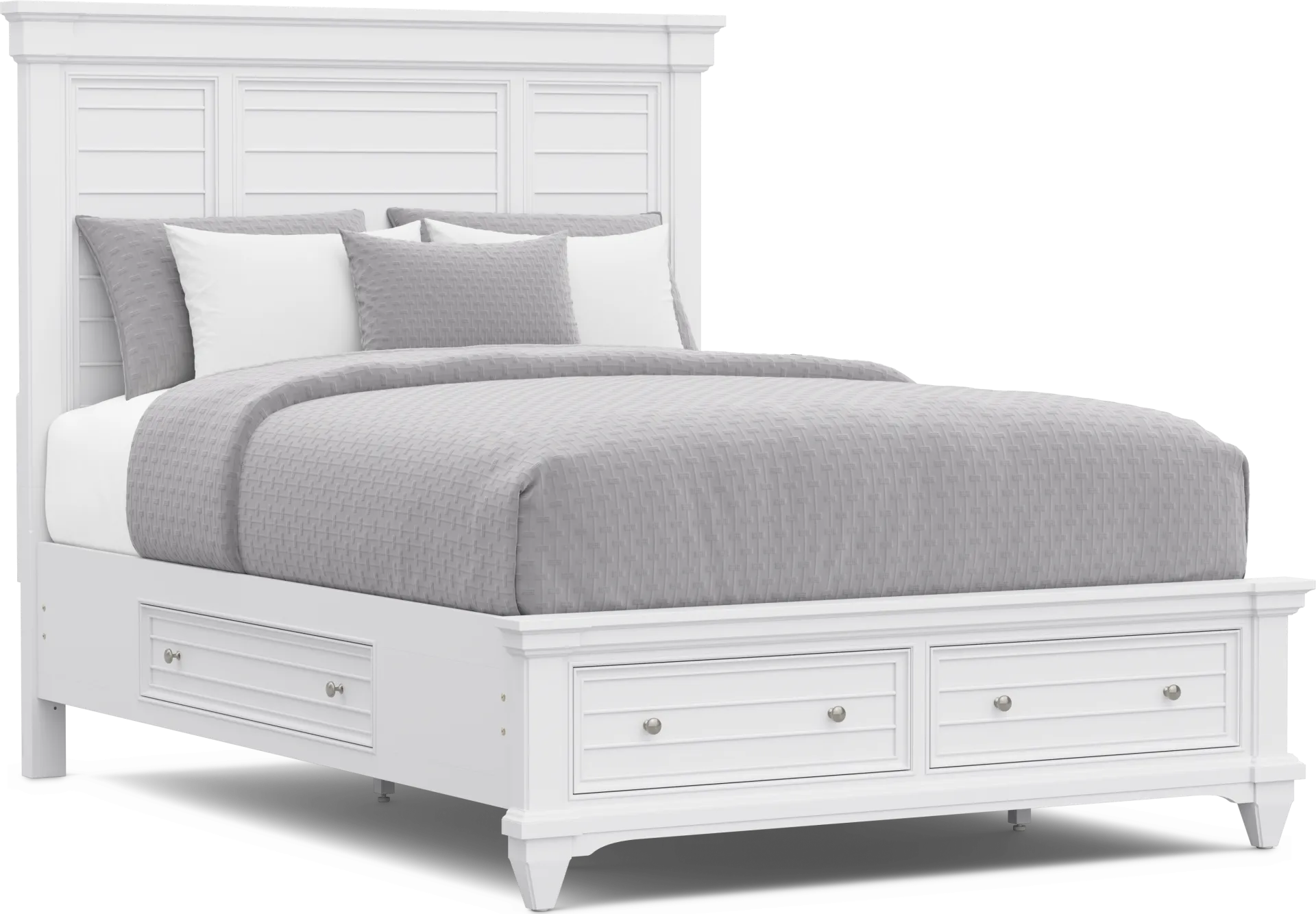 Hilton Head White 3 Pc Queen Panel Bed with Storage - Image 2