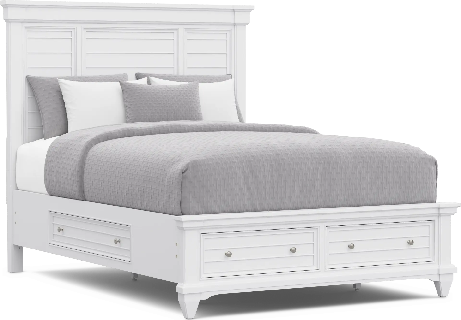 Hilton Head White 3 Pc Queen Panel Bed with Storage