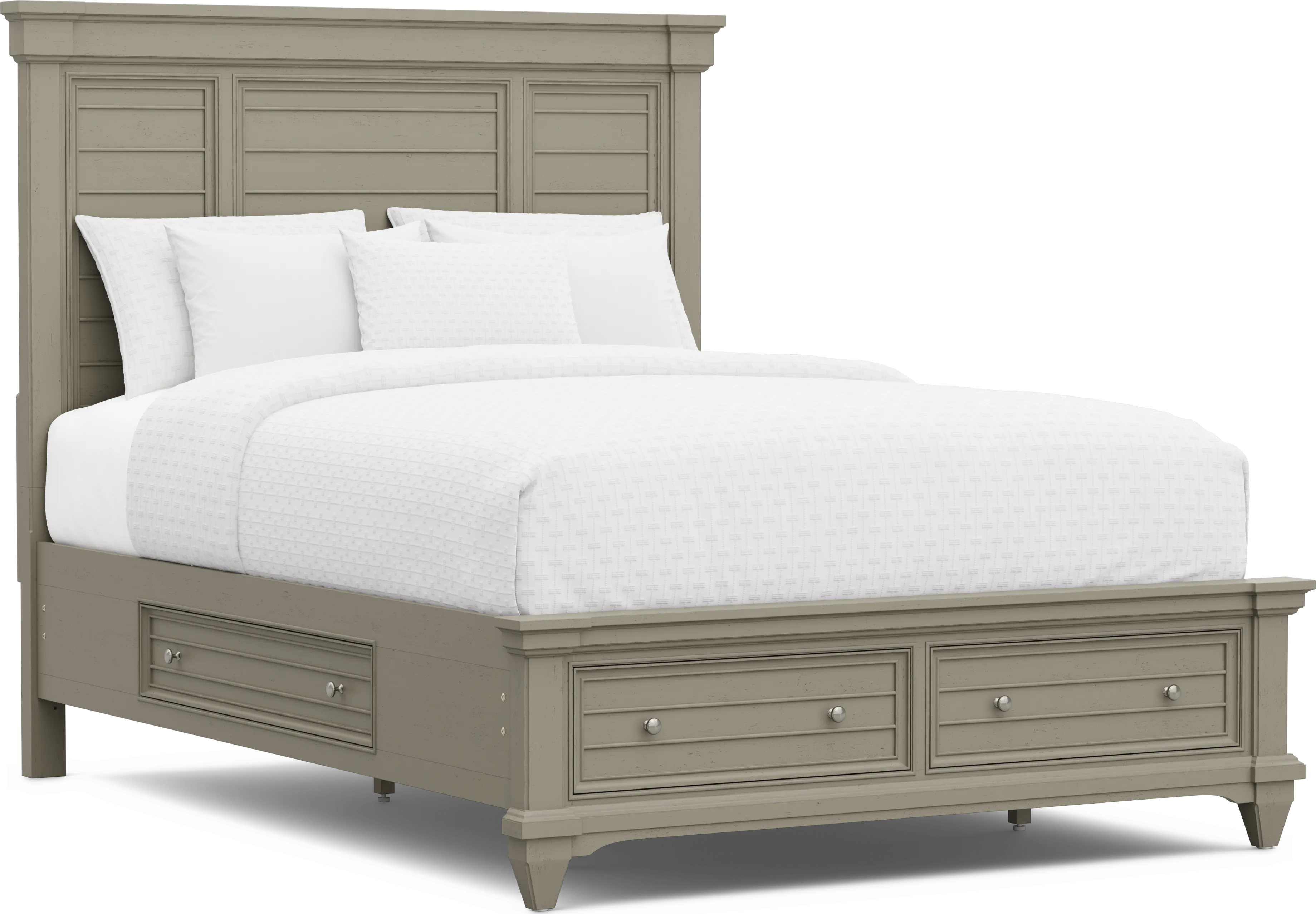 Hilton Head Gray 3 Pc Queen Panel Bed with Storage - Thumbnail - Image 1