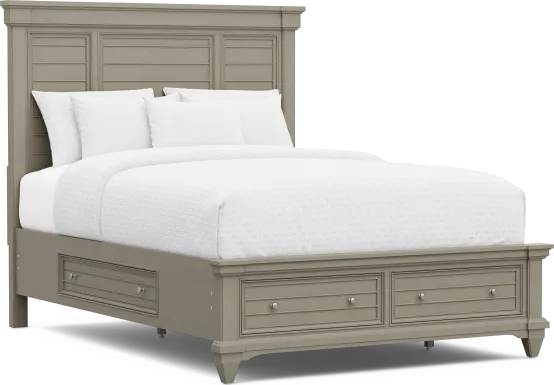 Hilton Head Gray 3 Pc Queen Panel Bed with Storage