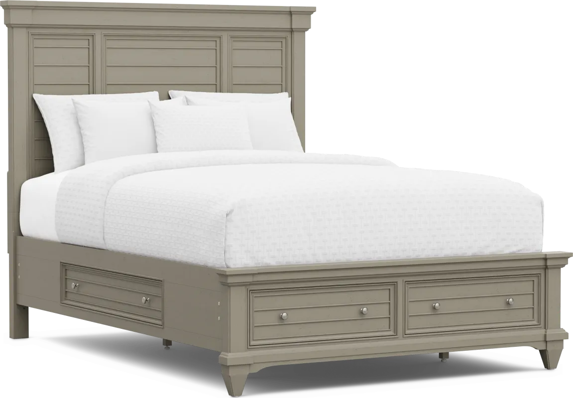 Hilton Head Gray 3 Pc Queen Panel Bed with Storage