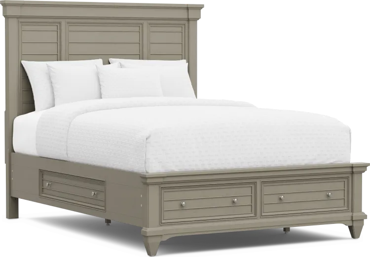 3 pc queen panel bed with storage