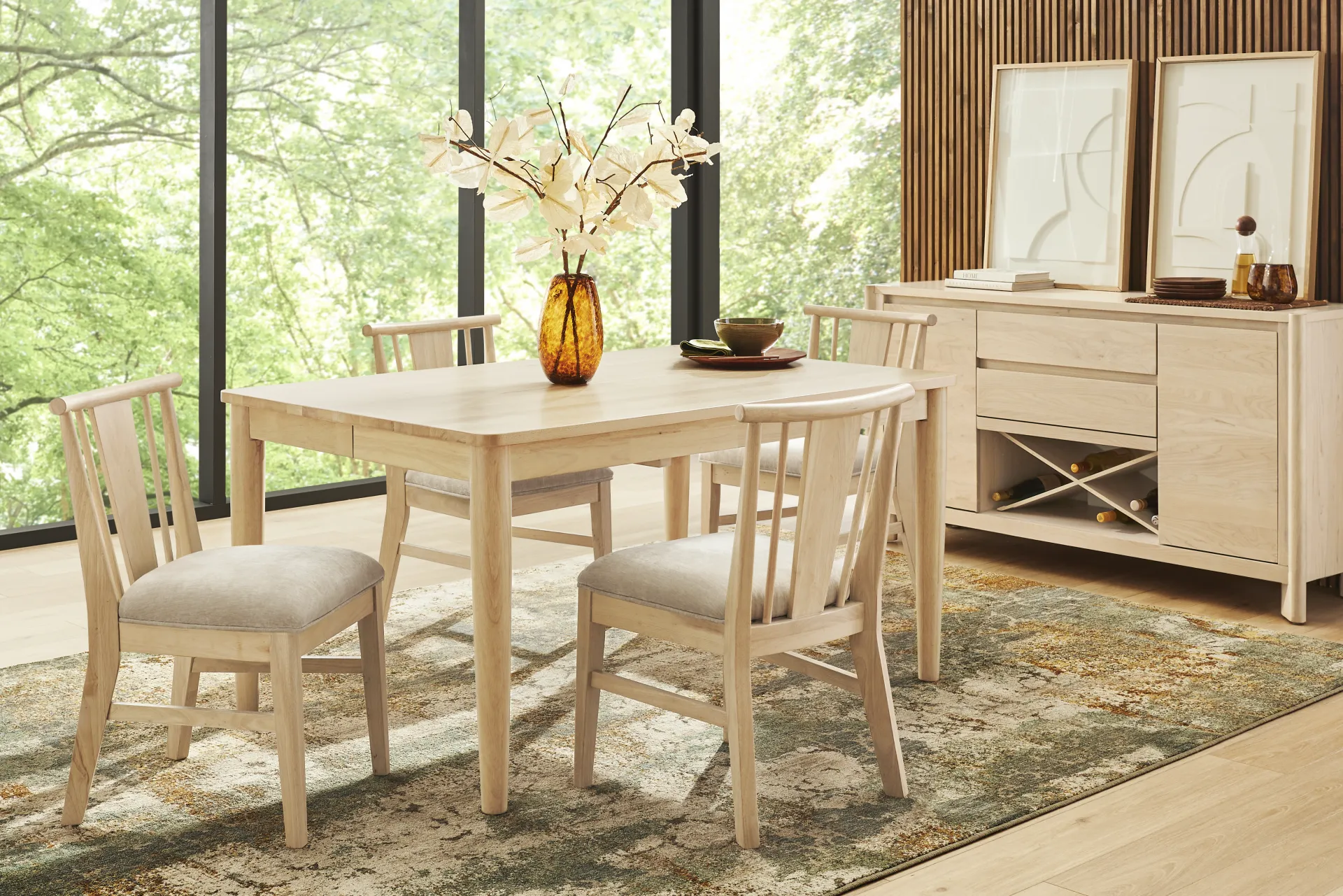 Julian Natural 5 Pc Dining Room with Spindle Back Chairs - Image 1