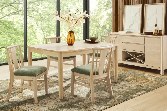 Julian Natural 5 Pc Dining Room with Spindle Back Chairs