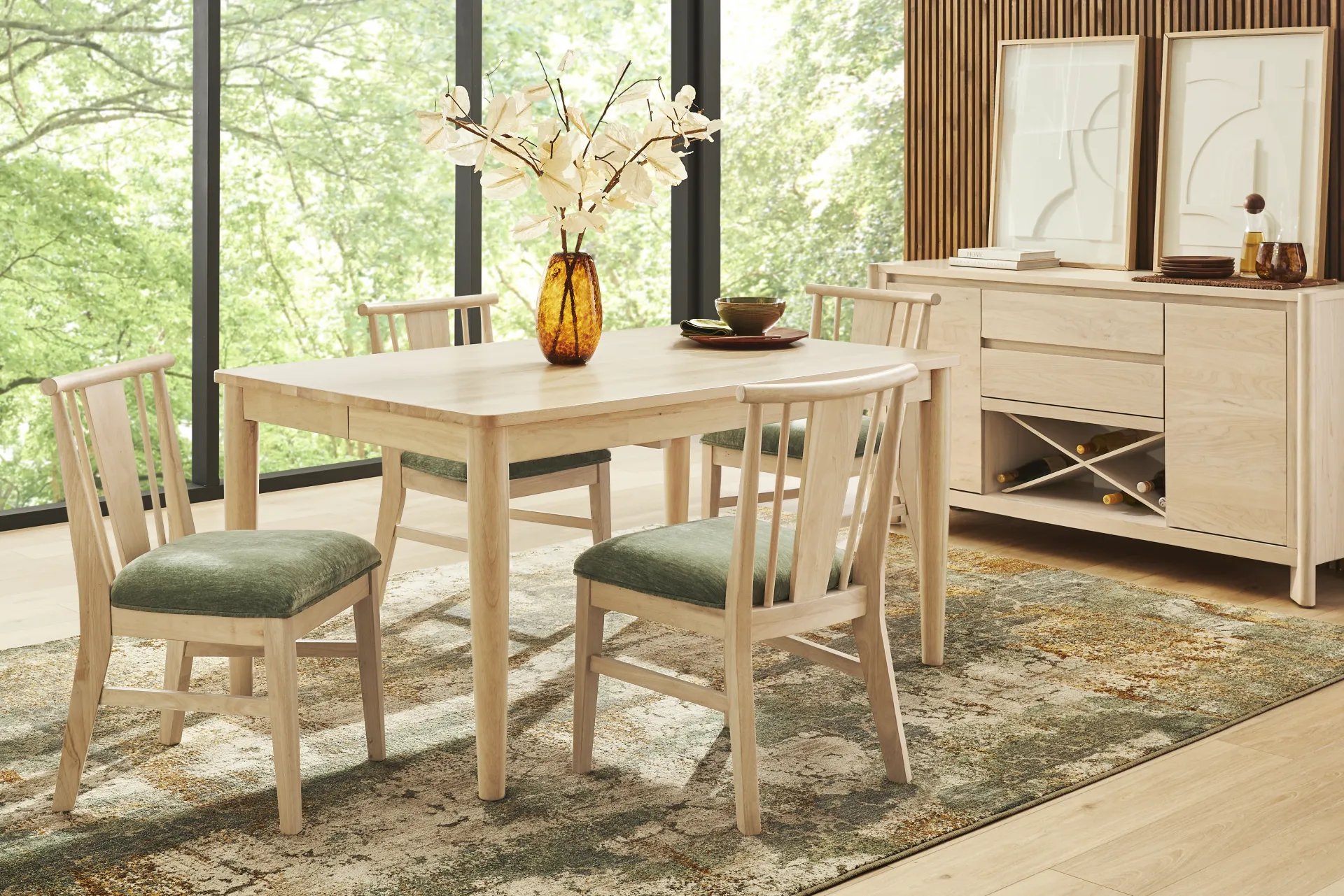 Julian Natural 5 Pc Dining Room with Spindle Back Chairs - Image 1