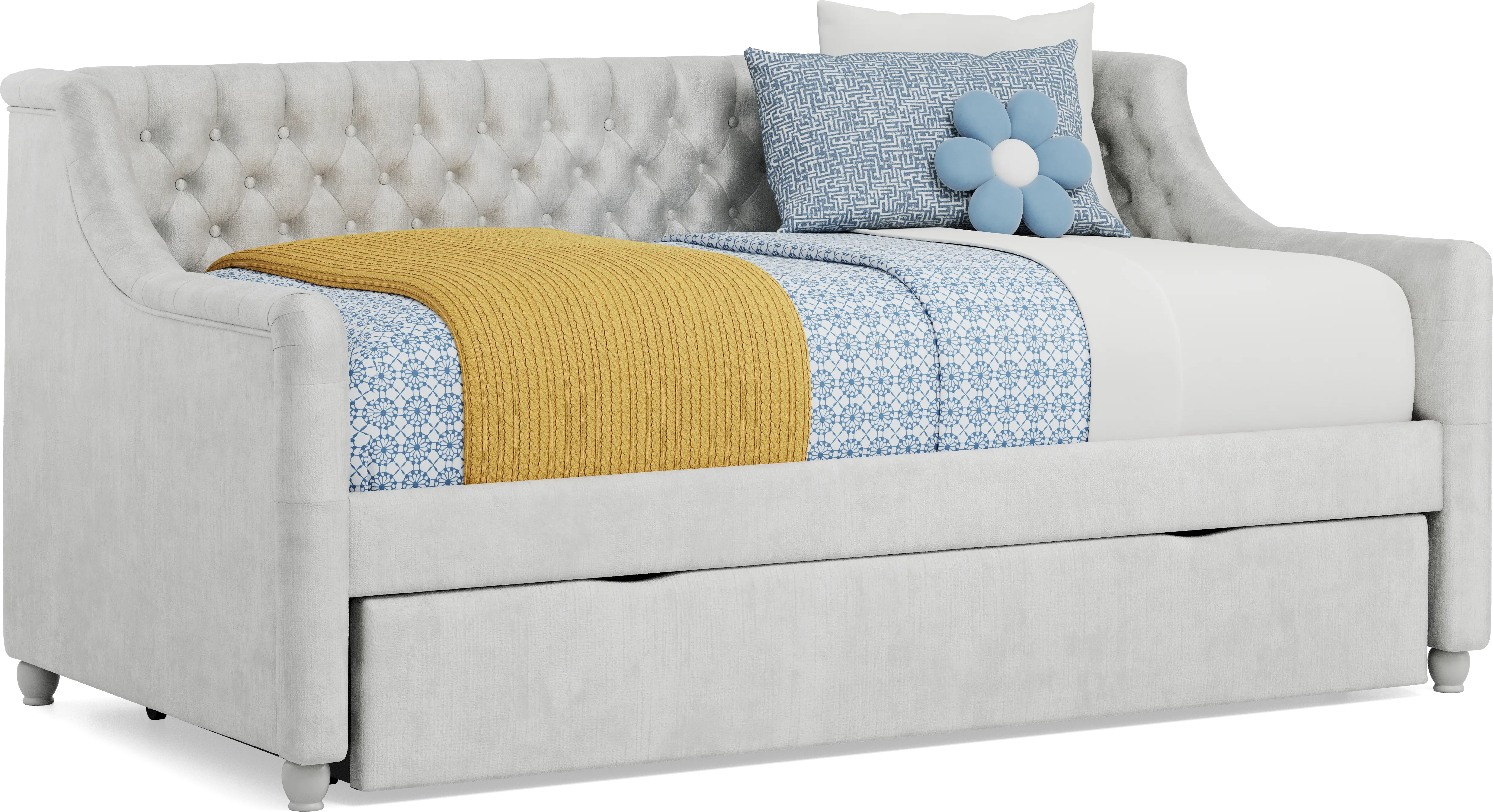 Alena Silver Twin Daybed with Twin Storage Trundle - Thumbnail - Image 1