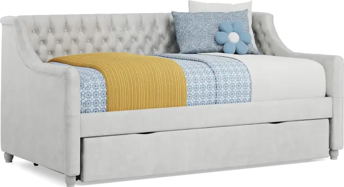 Alena Silver Twin Daybed with Twin Storage Trundle