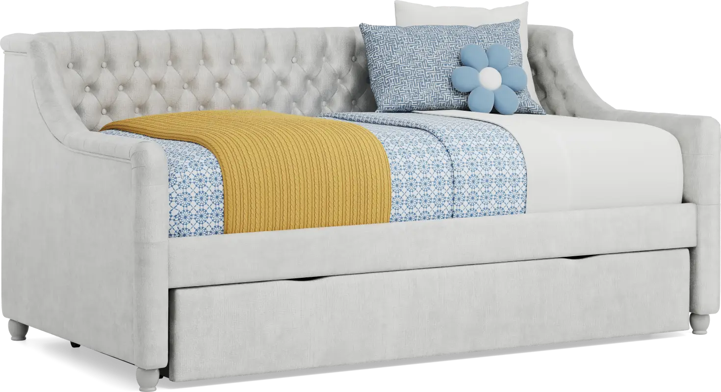 Alena Silver Twin Daybed with Twin Storage Trundle
