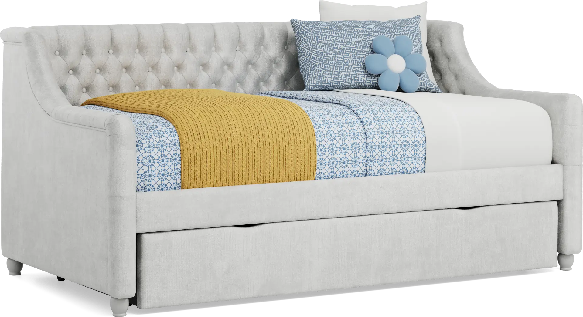 Alena Silver Twin Daybed with Twin Storage Trundle