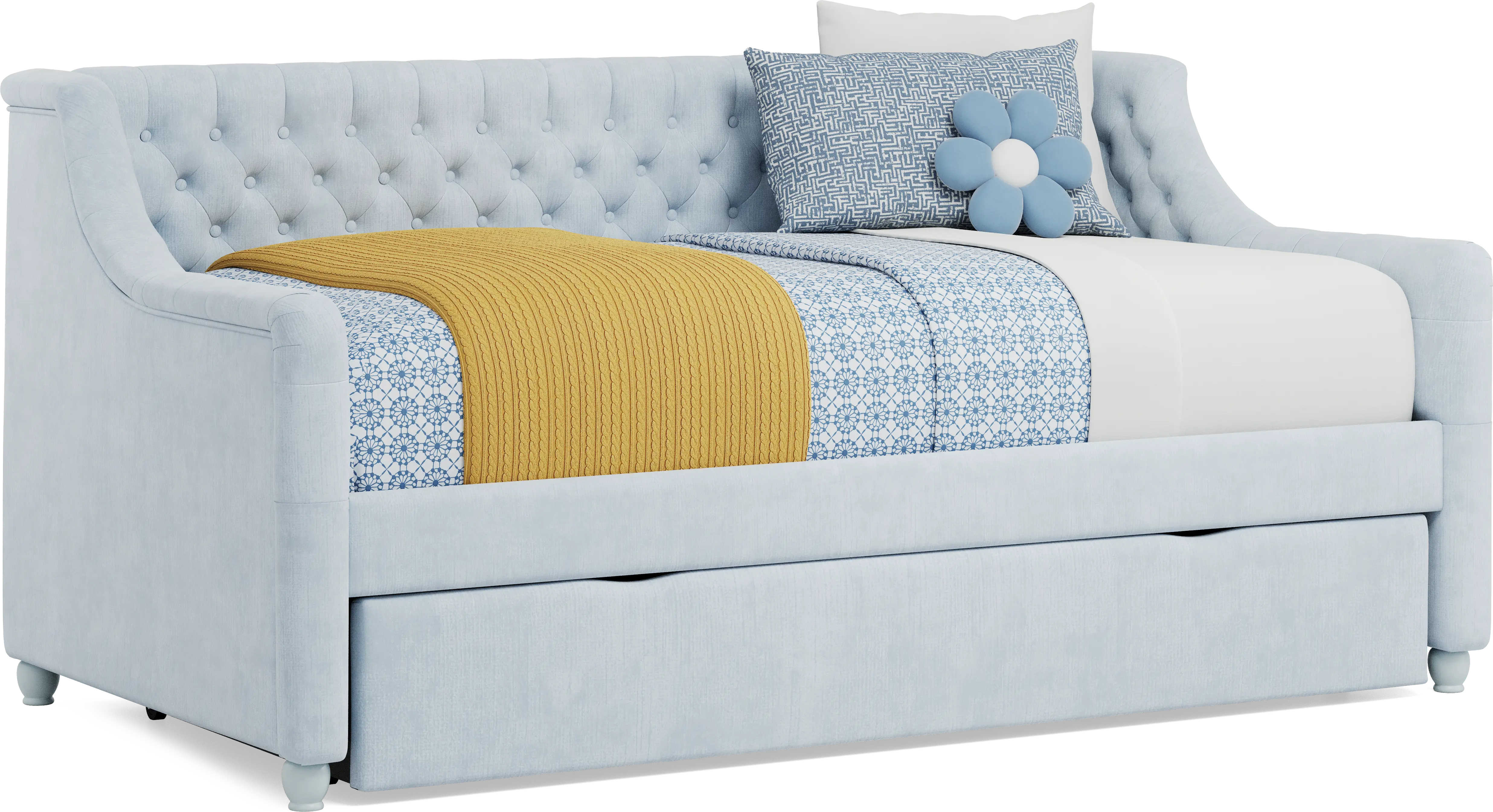Alena Light Blue Twin Daybed with Twin Storage Trundle - Thumbnail - Image 1