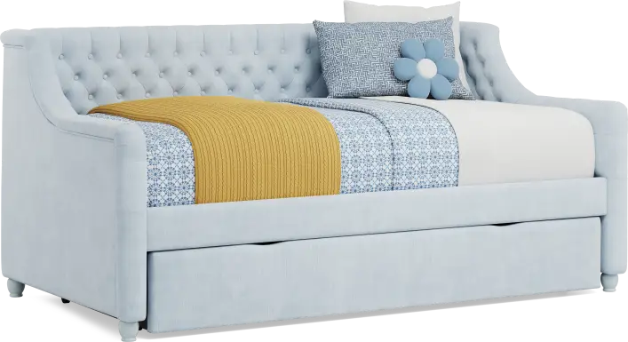 Alena Light Blue Twin Daybed with Twin Storage Trundle