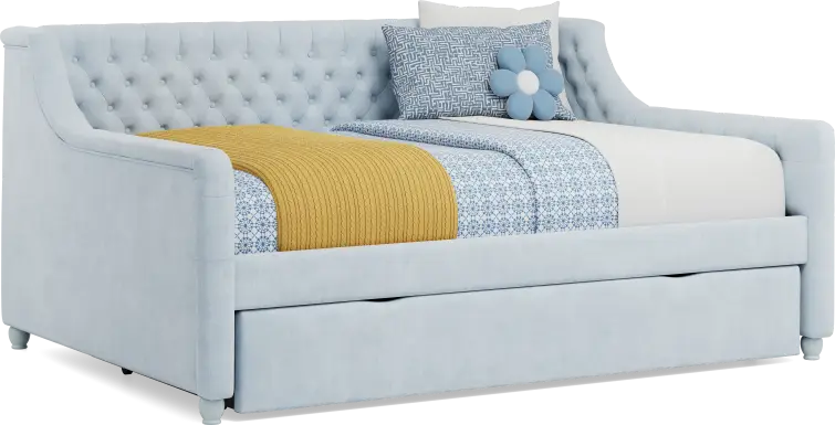 Alena Light Blue Full Daybed with Twin Storage Trundle