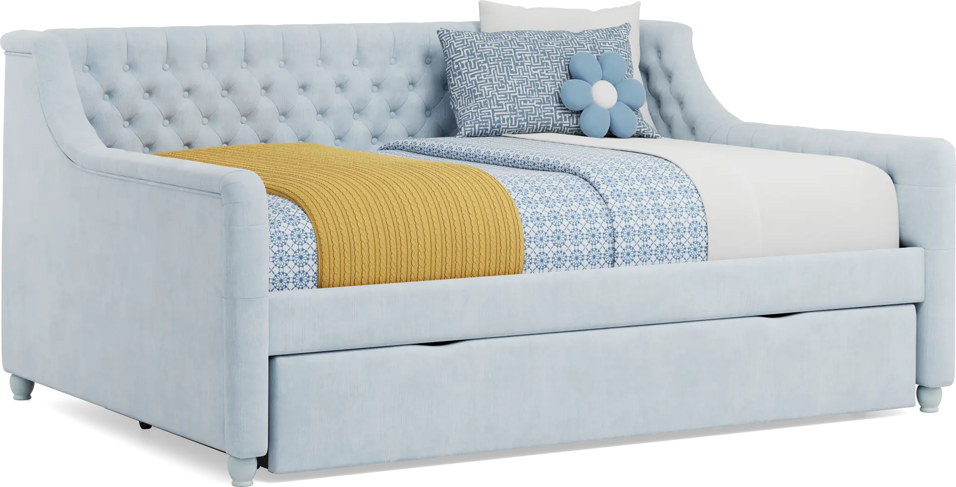 Alena Light Blue Full Daybed with Twin Storage Trundle