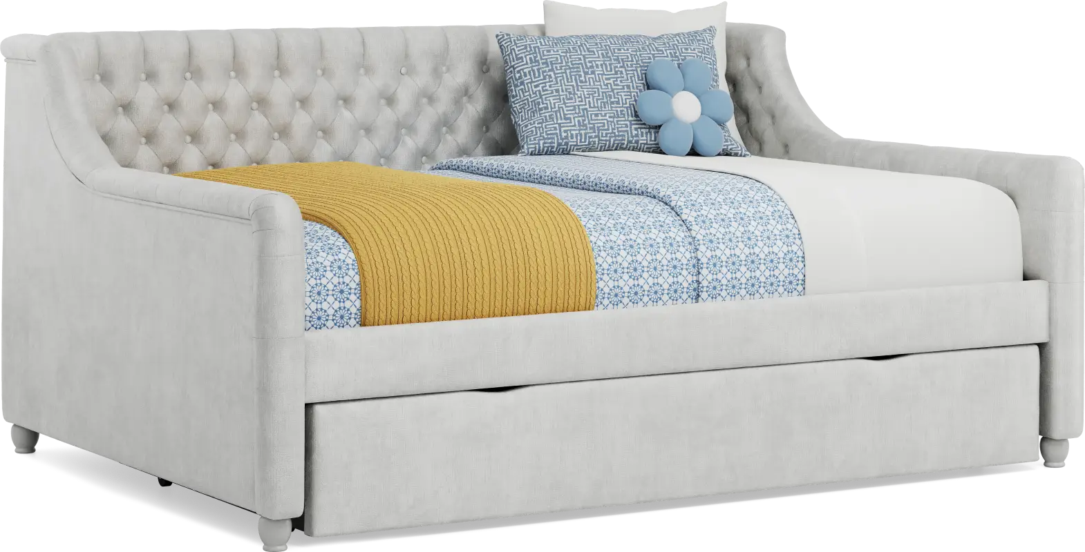 Alena Silver Full Daybed with Twin Storage Trundle