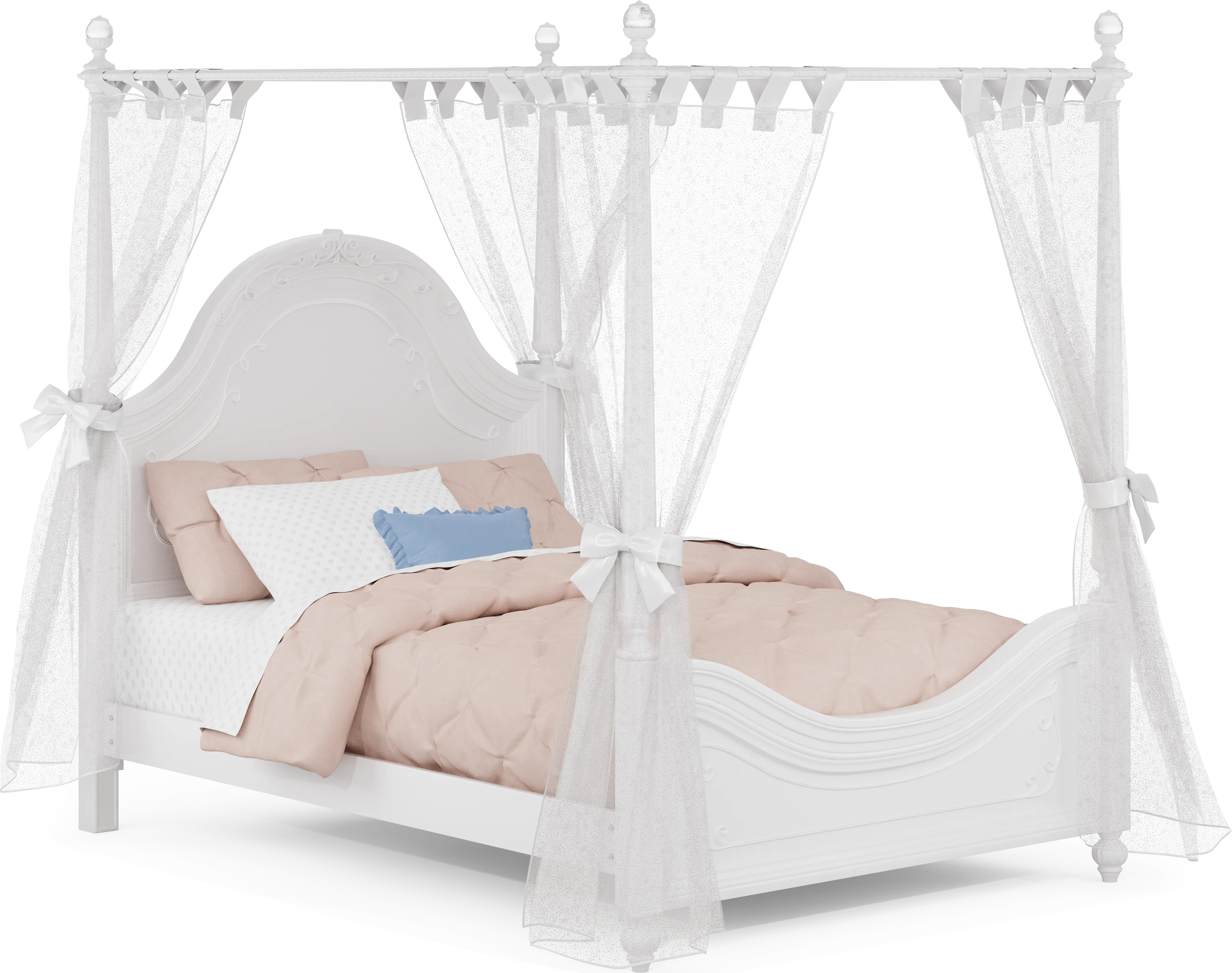 Disney Princess Sparkle White Full Canopy Bed with White Canopy Fabric - Thumbnail - Image 1
