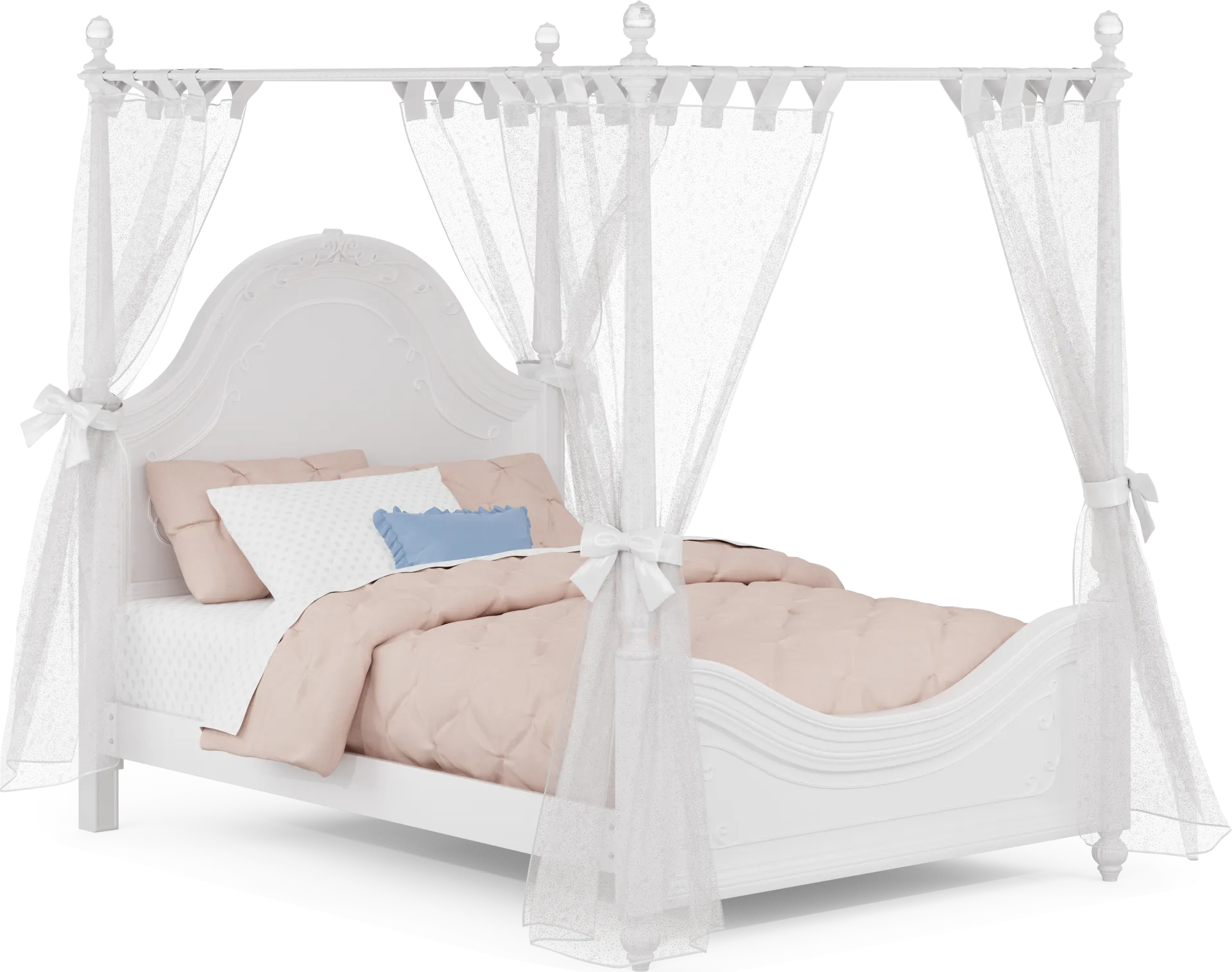 Disney Princess Sparkle White Full Canopy Bed with White Canopy Fabric - Image 2