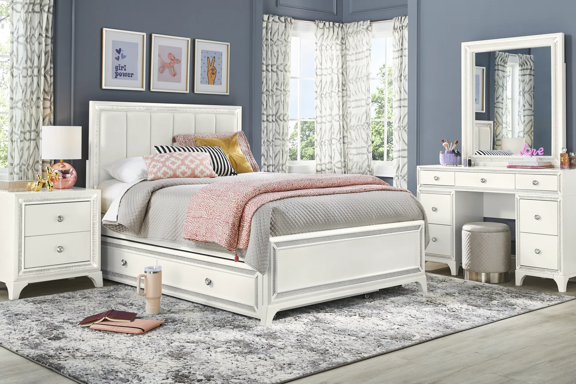 Kids Alyssa White Double Pedestal Desk - Image 1
