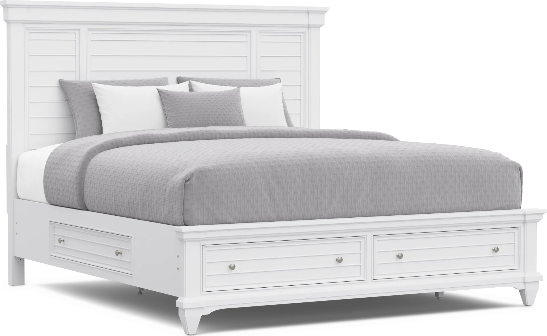 Hilton Head White 3 Pc King Panel Bed with Storage - Image 2