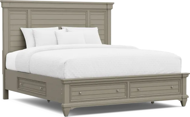 Hilton Head Gray 3 Pc King Panel Bed with Storage