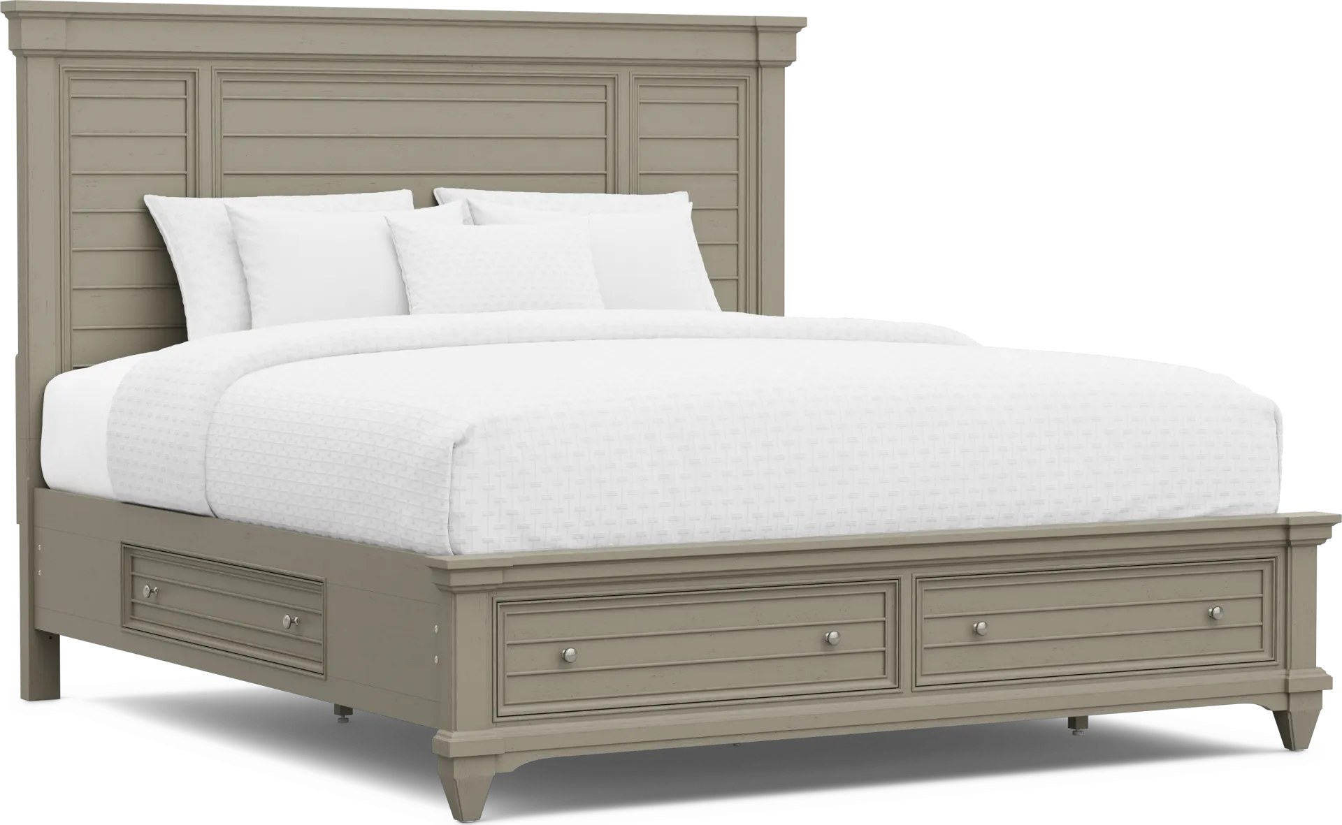 Hilton Head Gray 3 Pc King Panel Bed with Storage - Image 2