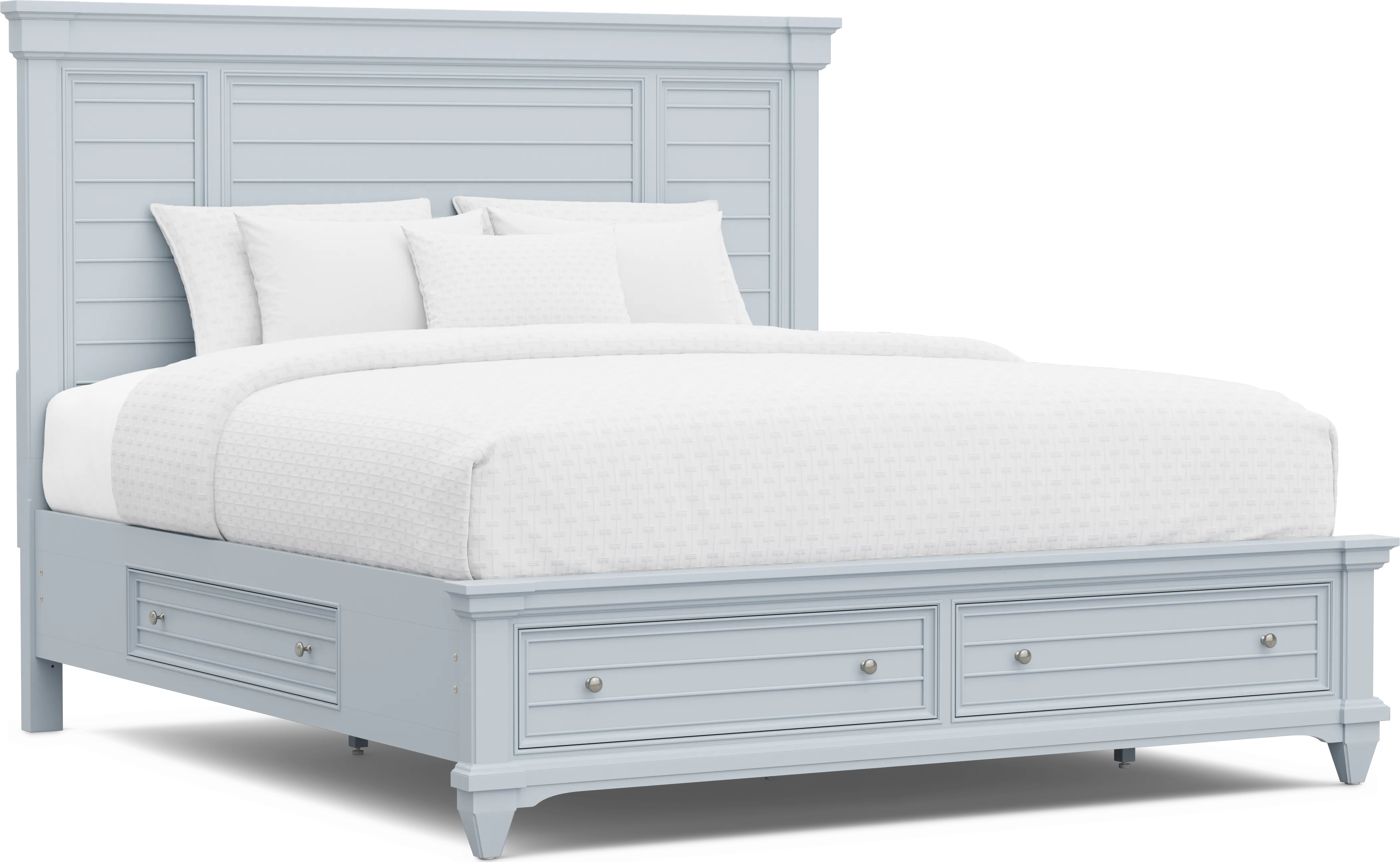 Hilton Head Blue 3 Pc King Panel Bed with Storage - Thumbnail - Image 1