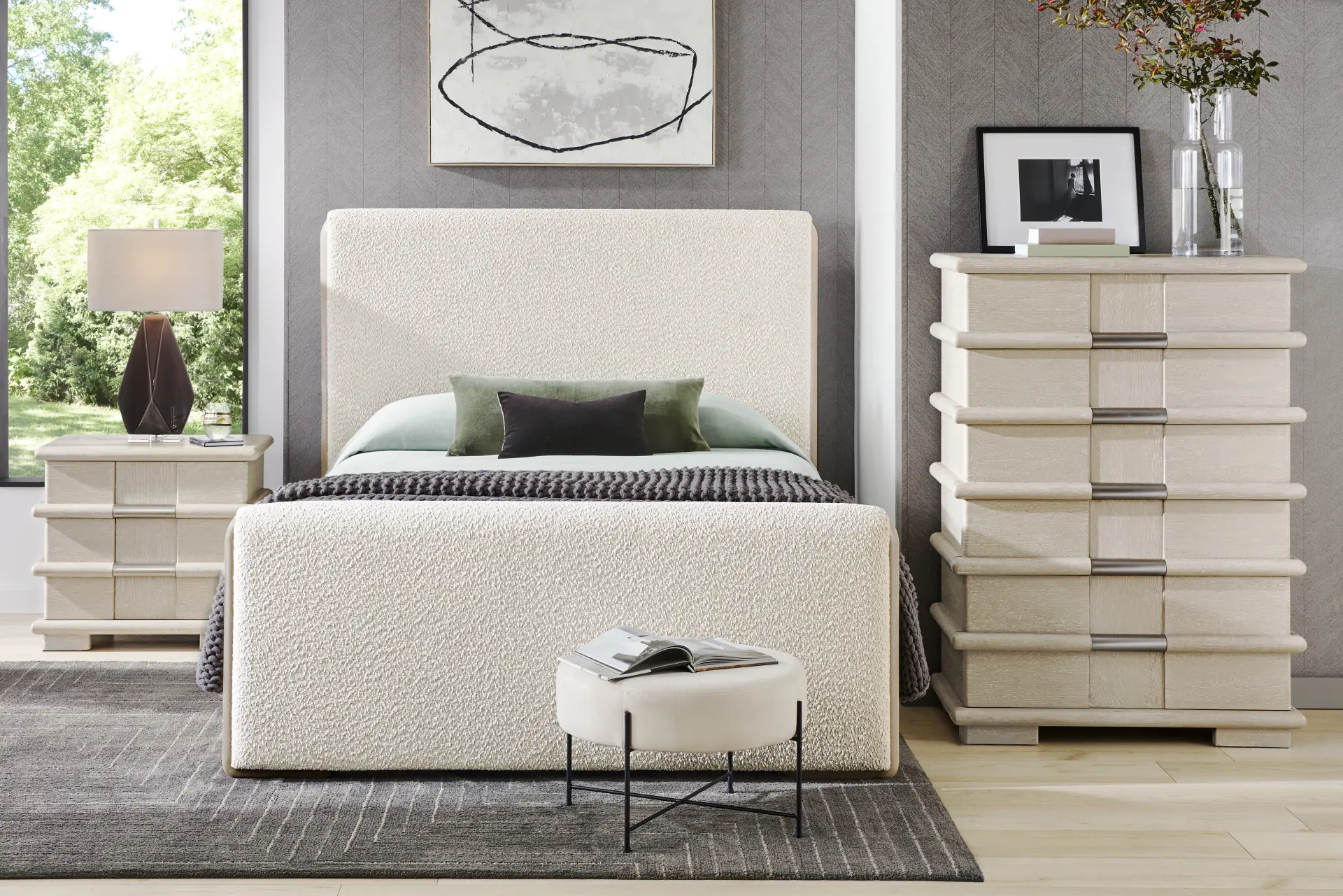Moreno Stone 5 Pc King Upholstered Bedroom
