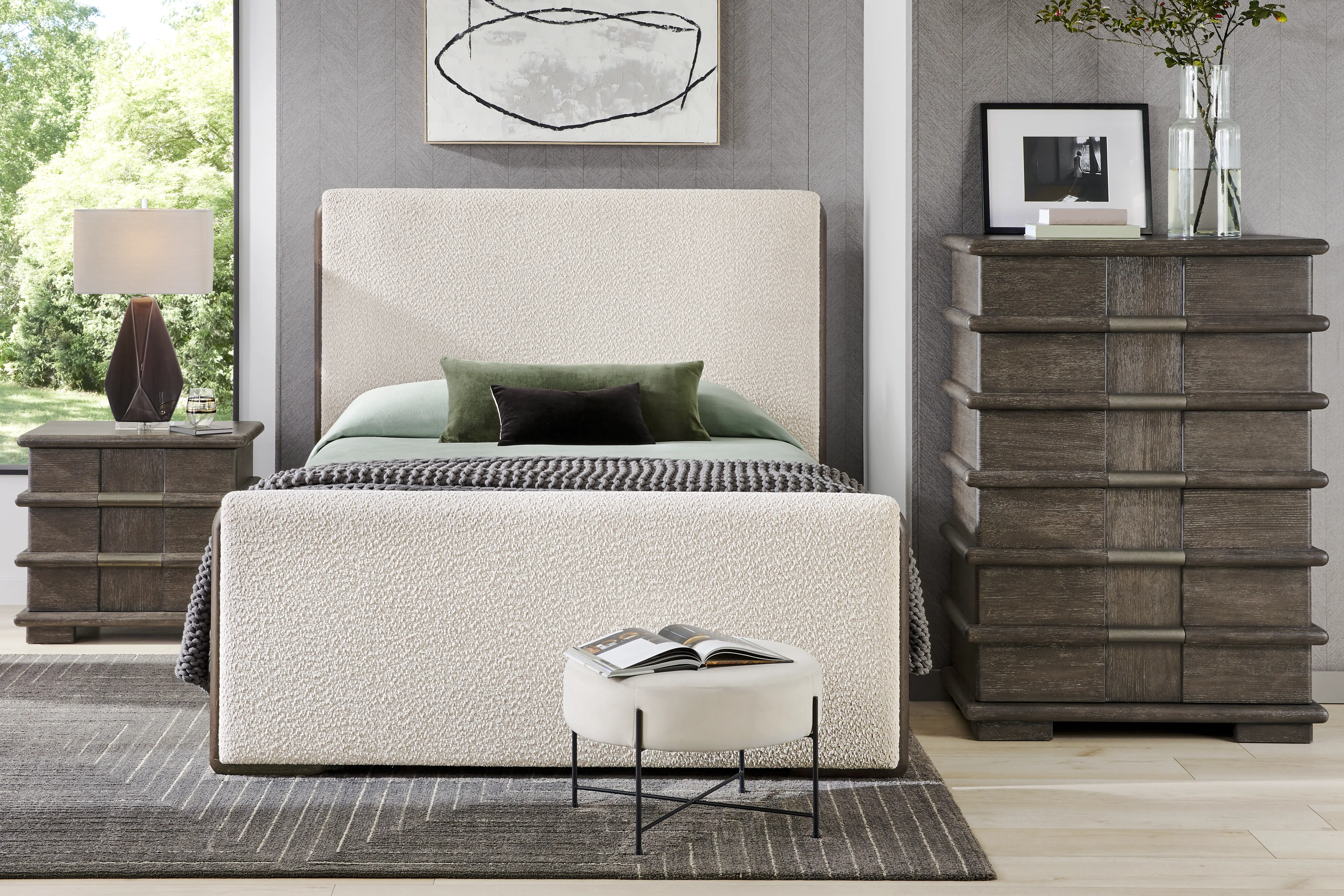 Moreno Brown 5 Pc Queen Upholstered Bedroom - Thumbnail - Image 1