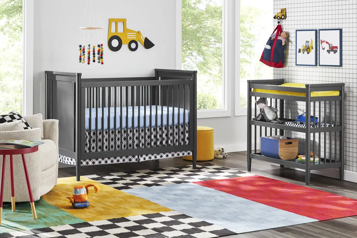 Kids Modern Colors Iron Ore 3-in-1 Convertible Nursery Set