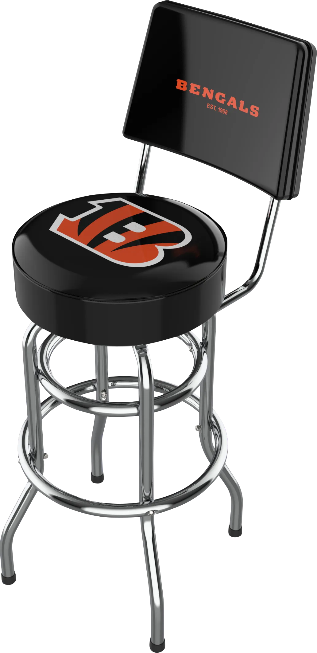 Cincinnati Bengals Black Swivel Barstool with Back - Image 1