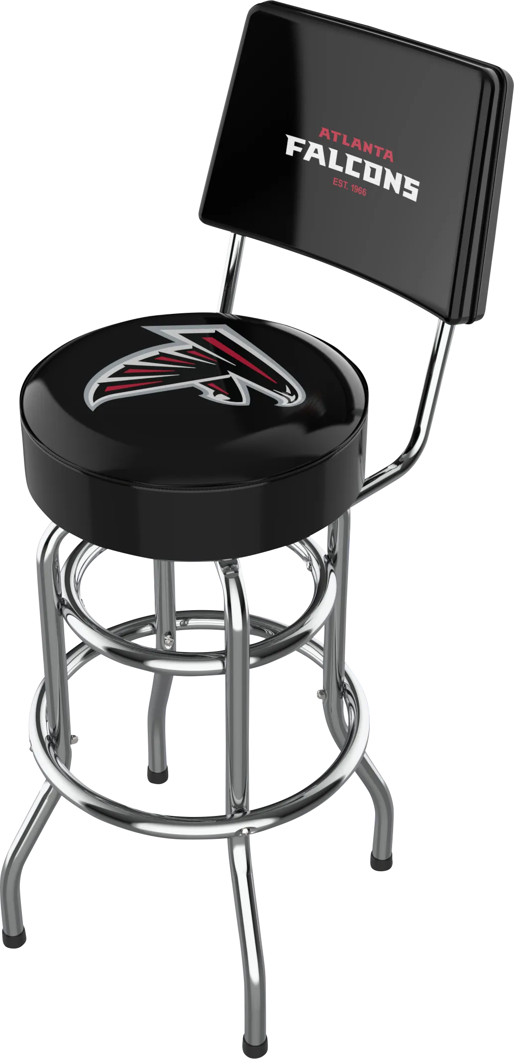 Atlanta Falcons Black Swivel Barstool with Back - Image 1