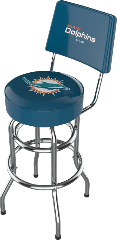 Miami Dolphins Aqua Swivel Barstool with Back