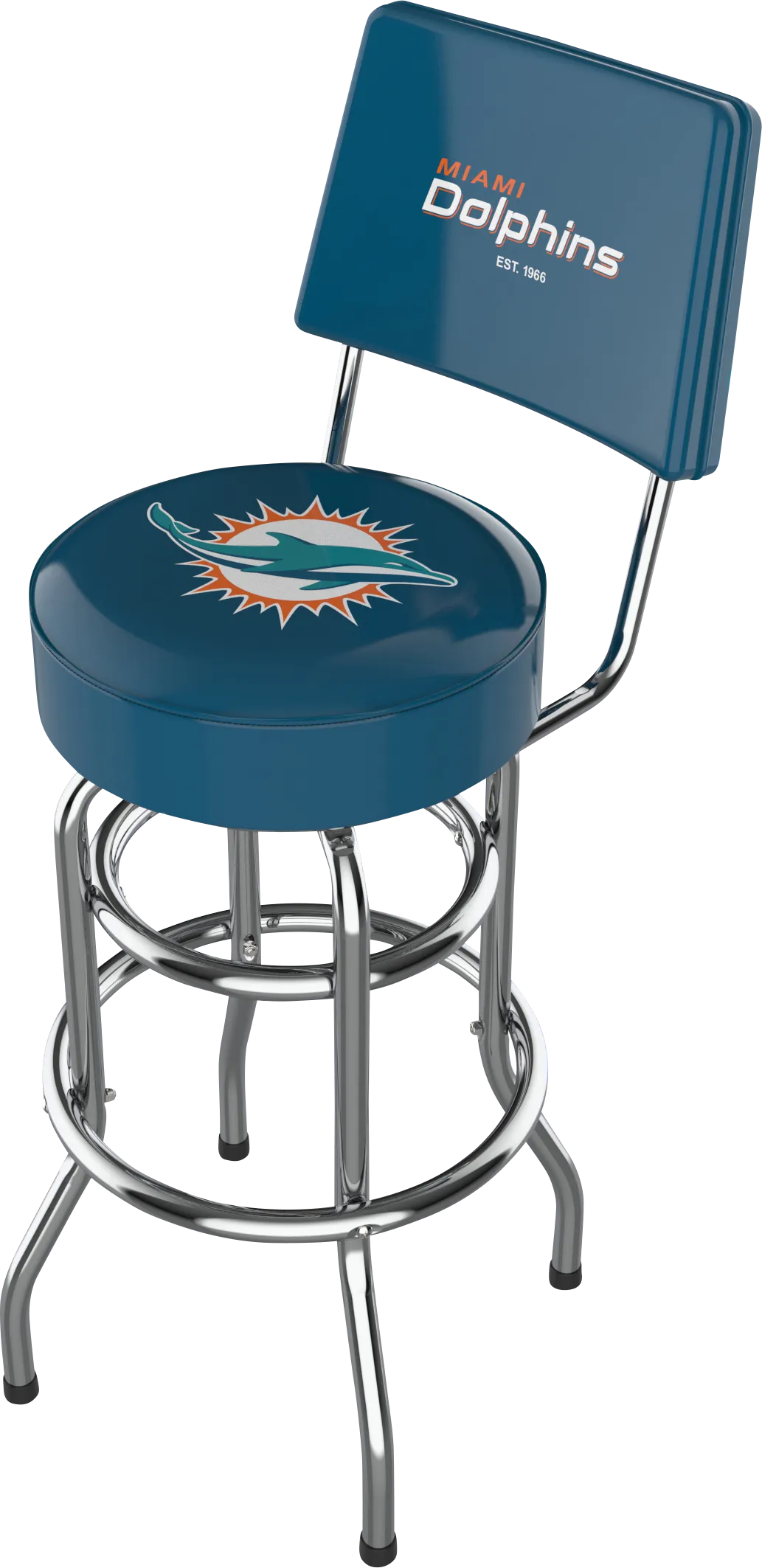 Miami Dolphins Aqua Swivel Barstool with Back - Image 1
