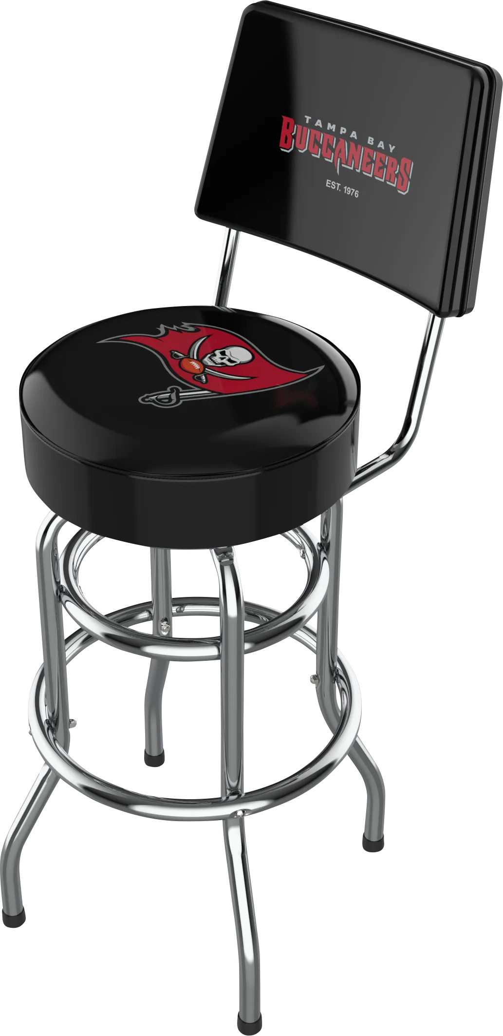 Tampa Bay Buccaneers Black Swivel Barstool with Back - Thumbnail - Image 1