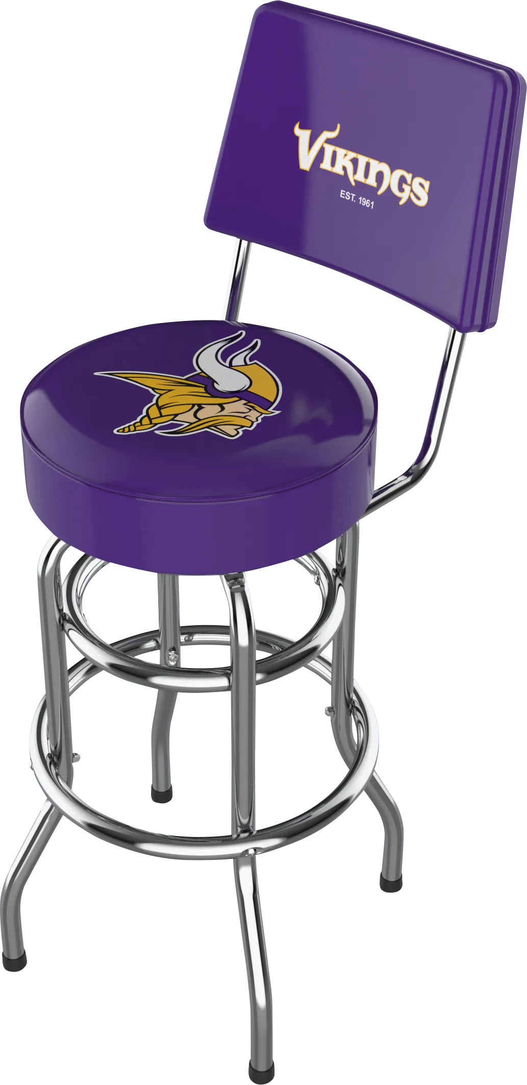 Minnestoa Vikings Purple Swivel Barstool with Back - Thumbnail - Image 1