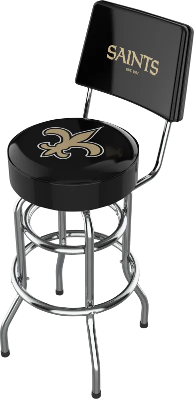 New Orleans Saints Black Swivel Barstool with Back